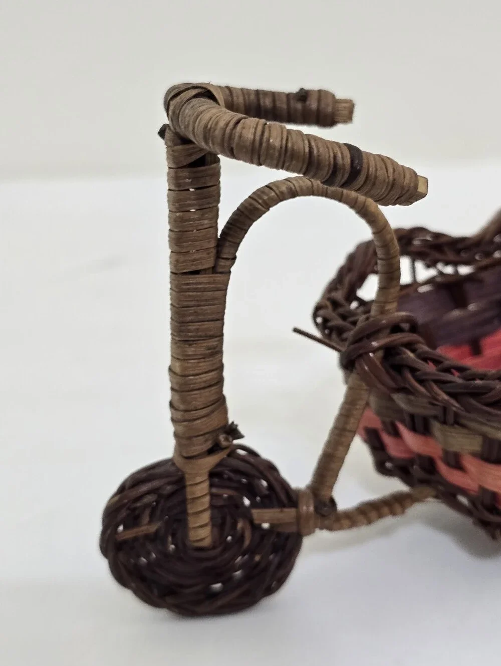 vintage Mini Wicker Boho Tricycle Plant Planter 4